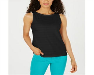 Regata feminina de algodão texturizado Charter Club, preta, tamanho pequeno G