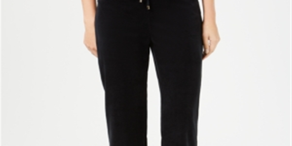 Calça de veludo feminina Charter Club preta tamanho pequeno XL