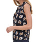 Blusa feminina Tommy Hilfiger com decote torcido e estampa floral, sem mangas, azul, tamanho pequeno