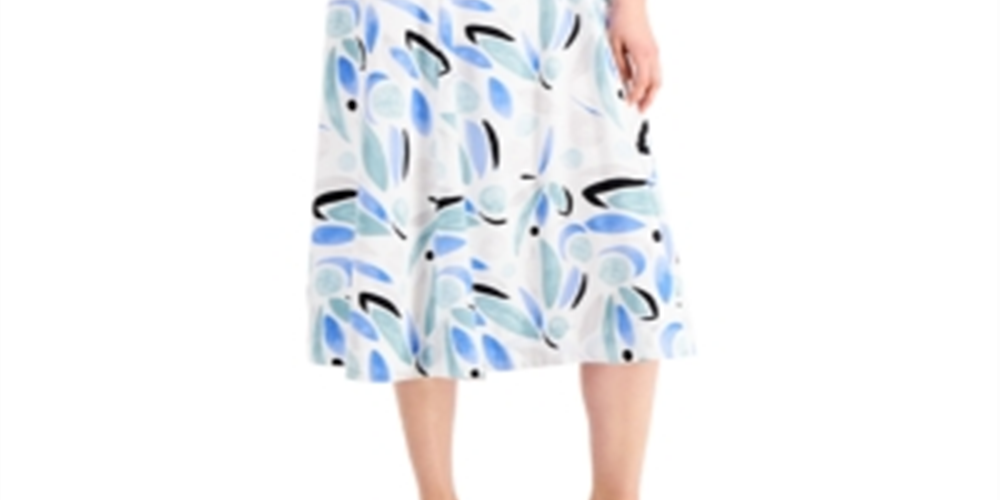 Vestido Alfani Feminino Estampado Fit &amp; Flare Azul Tamanho 14 Petite