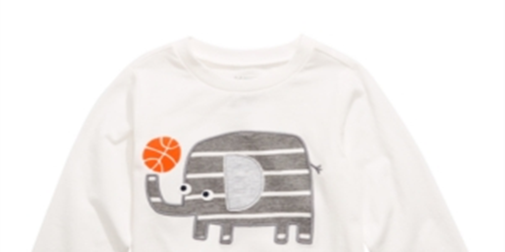 Camiseta de algodão com estampa de elefante de manga comprida First Impressions para bebê menino, tamanho 12 MOS
