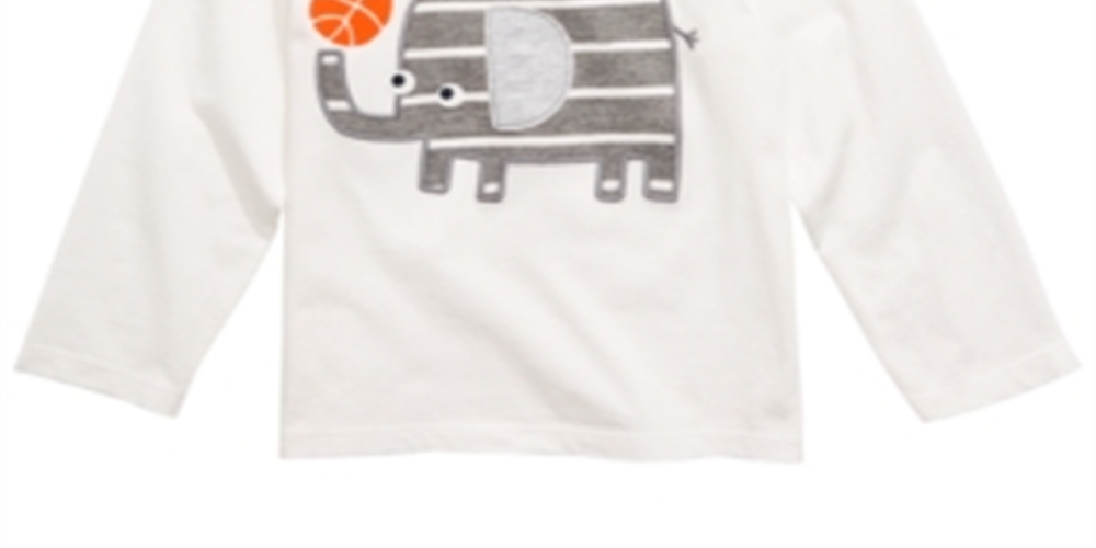 Camiseta de algodão com estampa de elefante de manga comprida First Impressions para bebê menino, tamanho 12 MOS