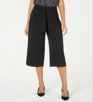 Calça culotte feminina Alfani com cinto, preta, tamanho 10, pequena