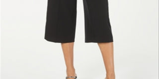 Calça culotte feminina Alfani com cinto, preta, tamanho 10, pequena