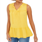 Blusa camponesa sem mangas de algodão estilo &amp; co feminina, amarela, tamanho médio