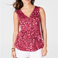 Blusa plissada com decote em V feminina Style &amp; Co, roxa, tamanho X-S
