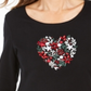 Karen Scott Blusa de algodão Joyful Heart feminina, preta, tamanho X-S
