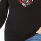 Karen Scott Blusa de algodão Joyful Heart feminina, preta, tamanho X-S