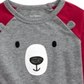 Camiseta raglan manga longa ursinho de pelúcia First Impressions para bebês meninos, cinza, tamanho 3-6 meses