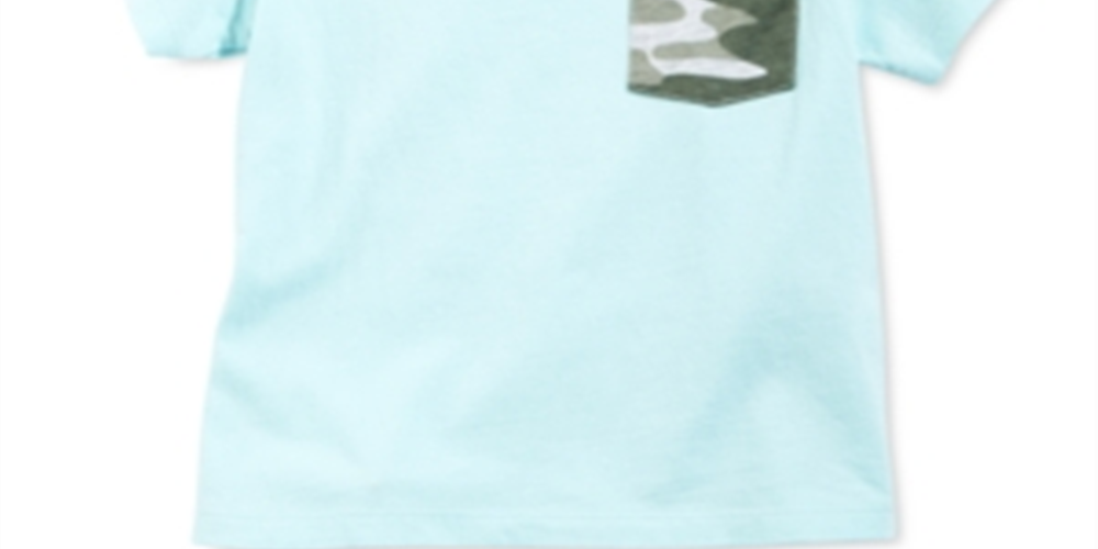 Camiseta infantil First Impressions Baby Boy Cotton Bear Pocket Azul Tamanho 12 MOS