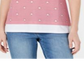 Camiseta feminina Karen Scott com micro listras e estrelas, vermelha, tamanho pequeno grande
