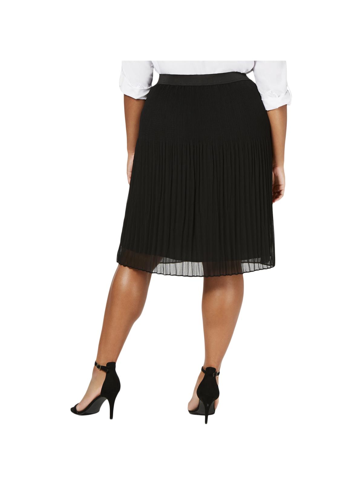 INC International Concepts Saia midi plissada feminina plus size cintura média preta tamanho 4XL
