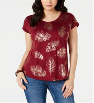 Camiseta feminina Dolman Graphic da Style &amp; Co, vermelha, tamanho PP