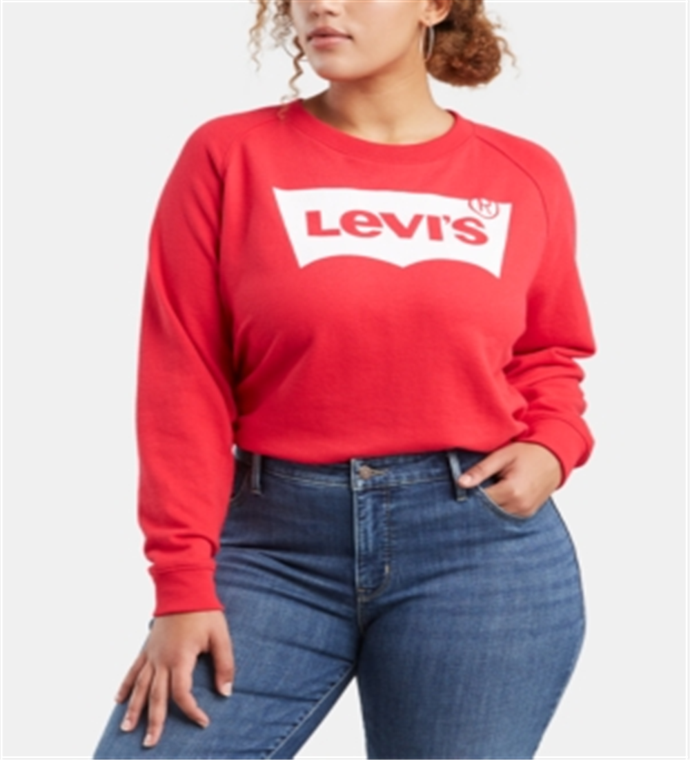 Moletom feminino Levi's Plus Logo manga comprida vermelho tamanho 2X