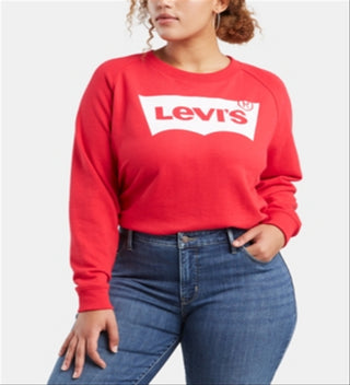 Levi's Women's Plus Logo Long Sleeve Sweatshirt Red Size 2X