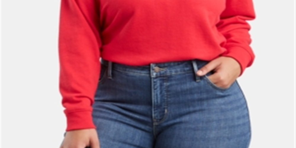 Moletom feminino Levi's Plus Logo manga comprida vermelho tamanho 2X
