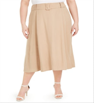 Saia midi com cinto Alfani feminina, tamanho 14W, marrom