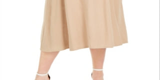 Saia midi com cinto Alfani feminina, tamanho 14W, marrom