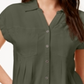 Blusa plissada com mangas e punhos feminina Style &amp; Co, verde, tamanho XX-G