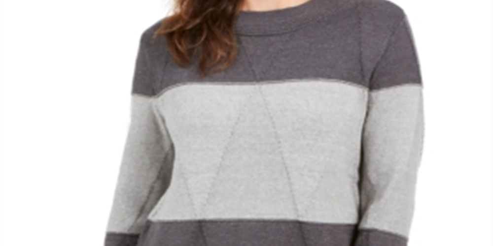 Karen Scott Suéter Feminino Grace Colorblocked Cinza Tamanho Médio