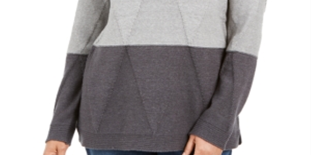 Karen Scott Suéter Feminino Grace Colorblocked Cinza Tamanho Médio