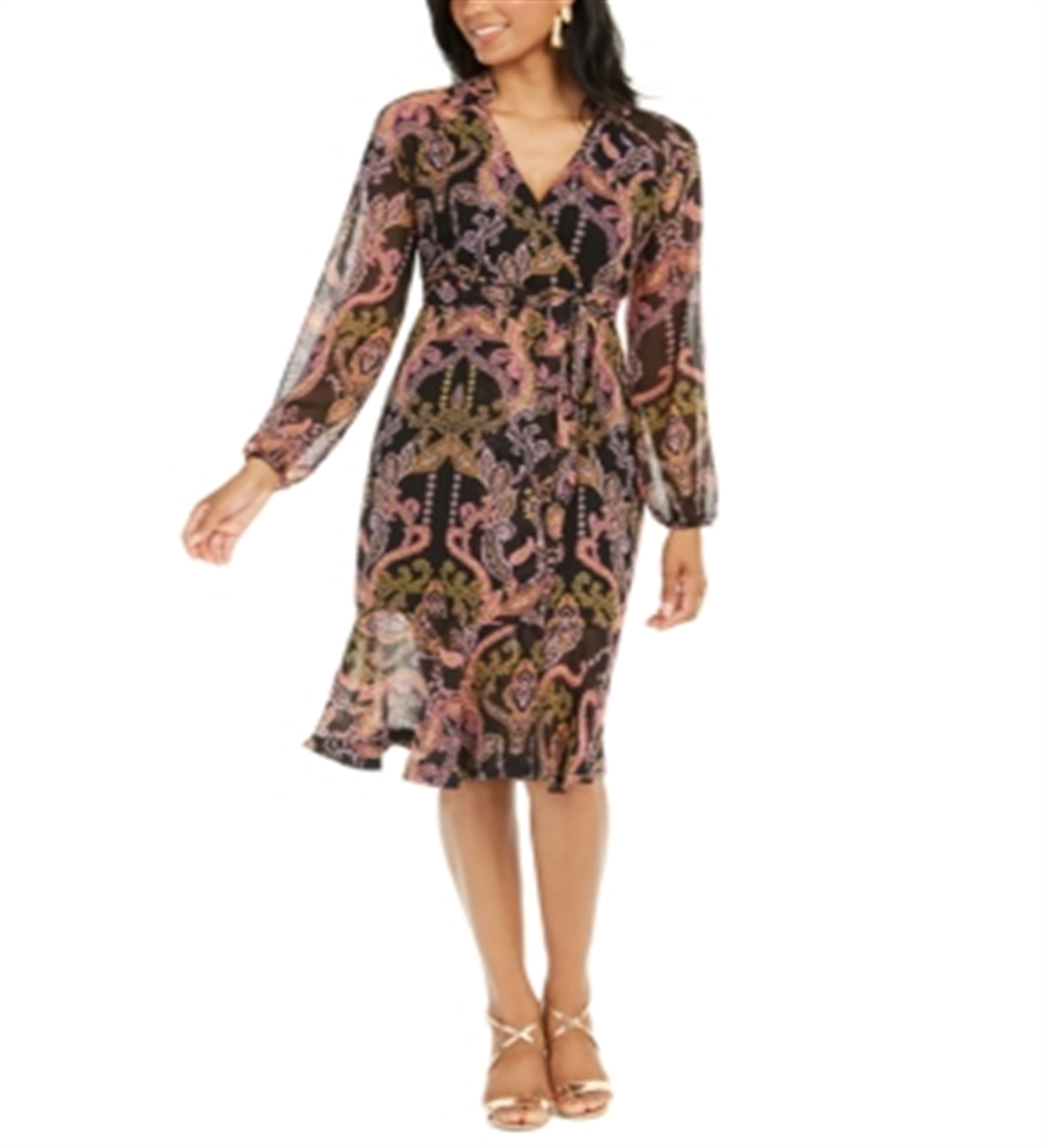 Vestido feminino Thalia Sodi estampado sobrepeliz camponesa preto tamanho grande