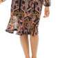 Vestido feminino Thalia Sodi estampado sobrepeliz camponesa preto tamanho grande