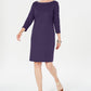 Vestido feminino Karen Scott com decote canoa e tachas, roxo, tamanho pequeno G
