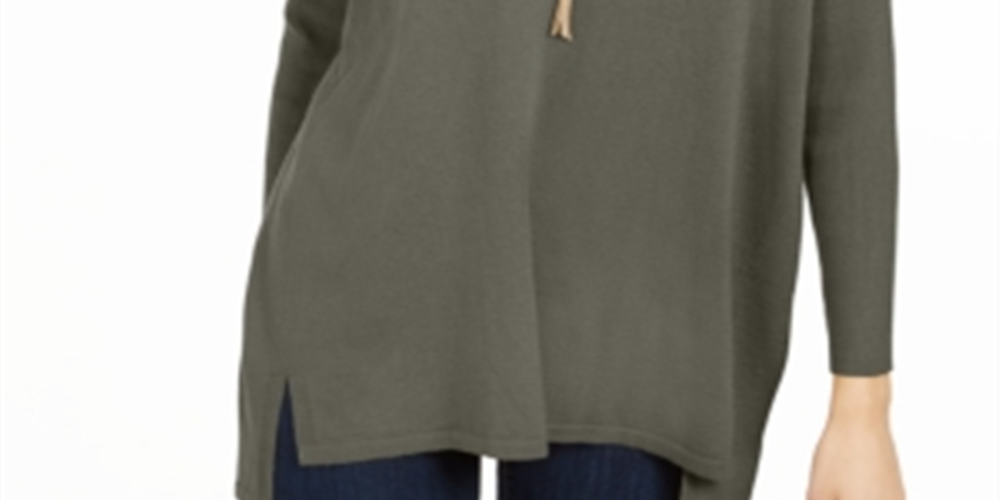 Túnica feminina com decote em V estilo &amp; co, tamanho verde-oliva - PP