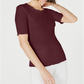 Blusa feminina Maison Jules com decote redondo e manga cotovelo, vermelha, tamanho XX-G