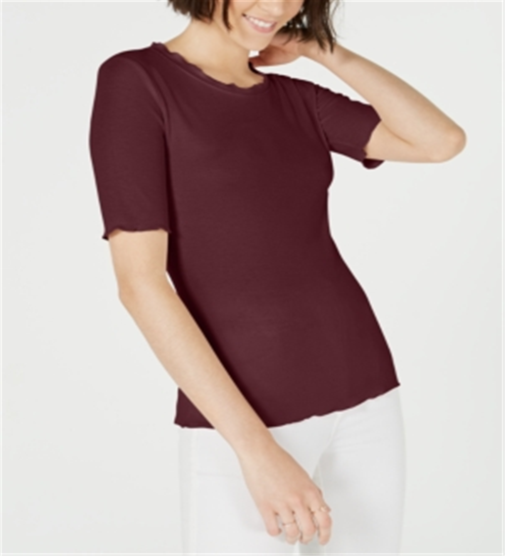 Blusa feminina Maison Jules com decote redondo e manga cotovelo, vermelha, tamanho XX-G