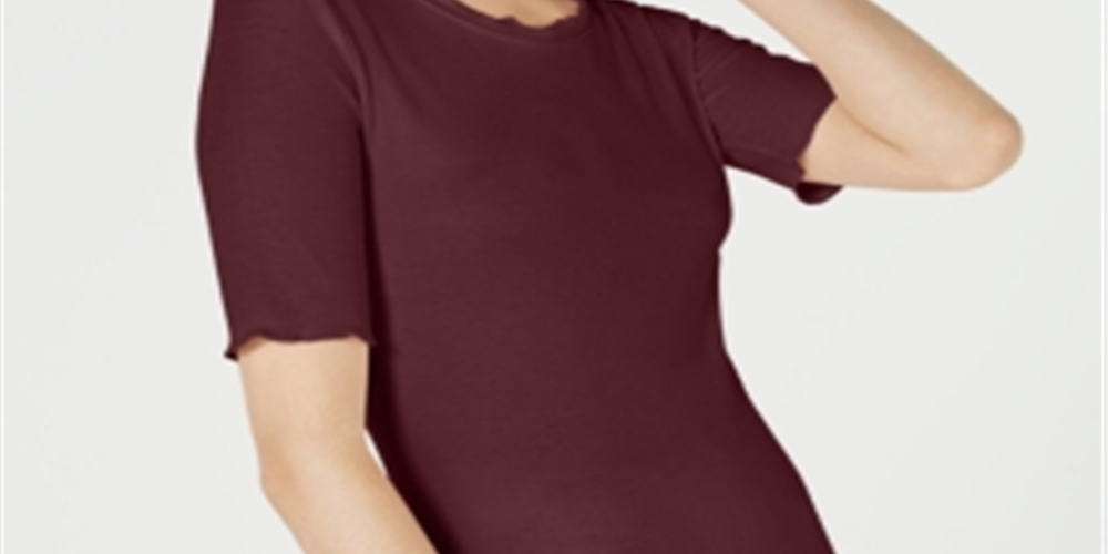 Blusa feminina Maison Jules com decote redondo e manga cotovelo, vermelha, tamanho XX-G