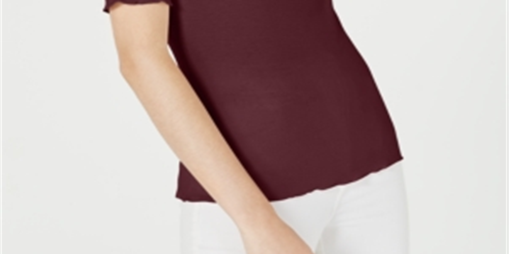 Blusa feminina Maison Jules com decote redondo e manga cotovelo, vermelha, tamanho XX-G