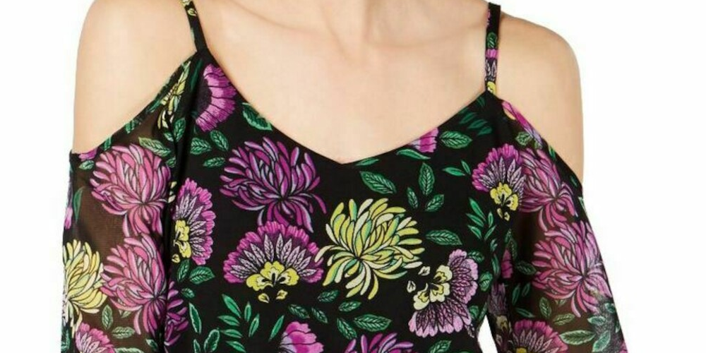 Blusa feminina floral com decote em V e manga comprida, tamanho pequeno e grande, da INC International Concepts
