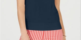 Suéter feminino sem mangas com gola redonda Charter Club, azul, tamanho extragrande