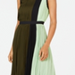 Vestido midi plissado com blocos de cores Alfani feminino, verde, tamanho 4, pequeno