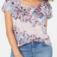 Camiseta feminina estampada de manga curta Style &amp; Co cinza claro tamanho X-S
