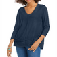 Estilo &amp; Co Feminino Detalhe de Costura Alto Baixo Top Azul Tamanho X-Small