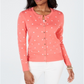 Cardigan feminino estampado com botões Charter Club rosa tamanho extragrande