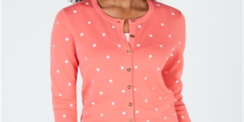 Cardigan feminino estampado com botões Charter Club rosa tamanho extragrande