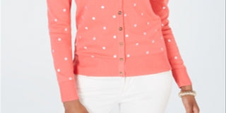 Cardigan feminino estampado com botões Charter Club rosa tamanho extragrande