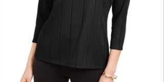 Blusa feminina Alfani com decote torcido e cor lisa, preta, pequena e pequena