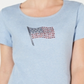 Camiseta feminina Karen Scott de algodão com estampa de bandeira, azul, tamanho médio
