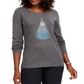 Camiseta feminina Karen Scott de algodão com estampa de Natal, cor carvão, tamanho extrapequeno