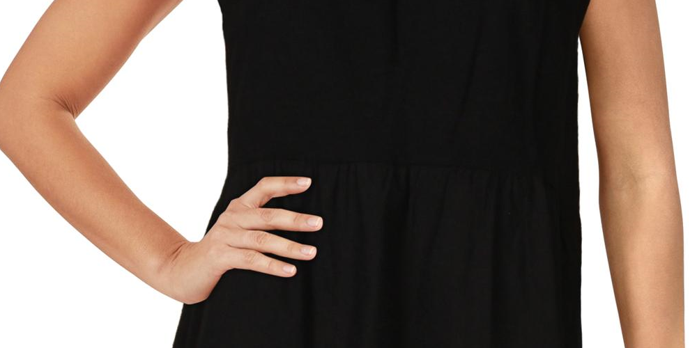 Blusa peplum de malha com gola redonda feminina Style &amp; Co, preta, tamanho médio