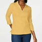 Camisa feminina Karen Scott de algodão com cadarço, amarela, tamanho médio