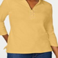 Camisa feminina Karen Scott de algodão com cadarço, amarela, tamanho médio