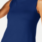 JM Collection Suéter feminino sem mangas com gola alta, azul, tamanho médio