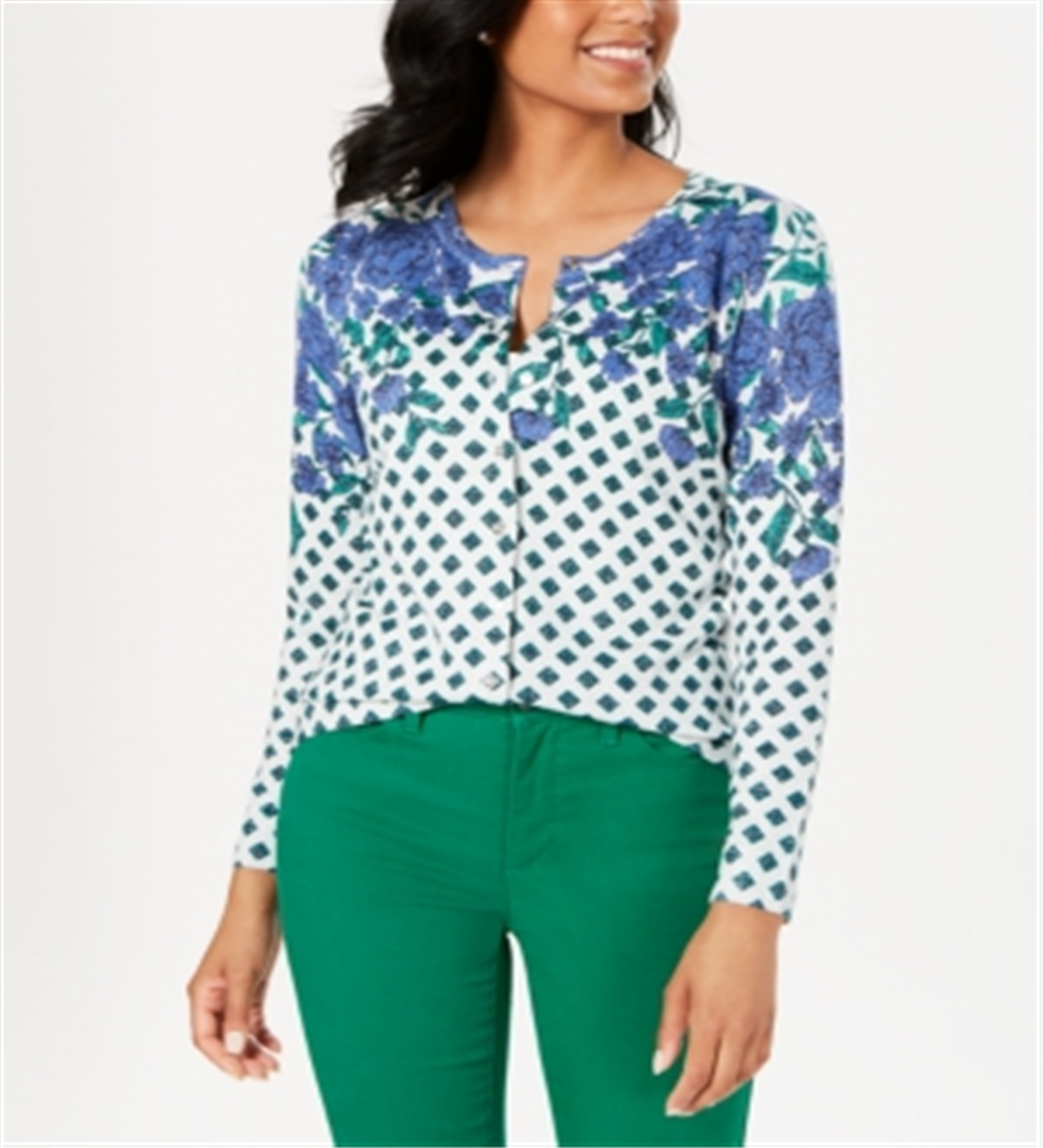 Cardigan feminino com estampa floral brilhante Charter Club, cinza, tamanho XX-G