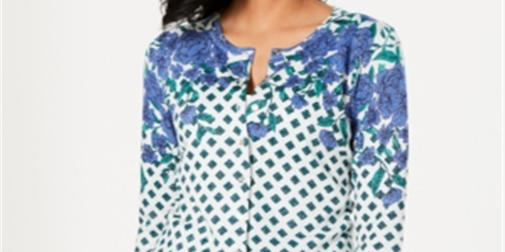 Cardigan feminino com estampa floral brilhante Charter Club, cinza, tamanho XX-G